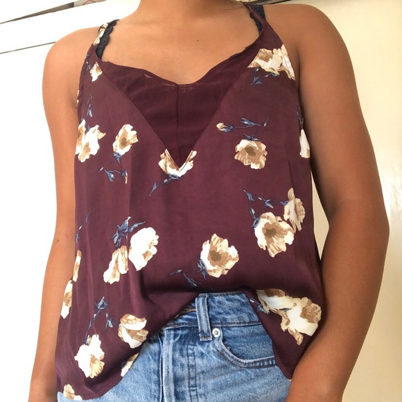 NWT pacsun kendall and kylie burgundy floral tank - Picture 2 of 6